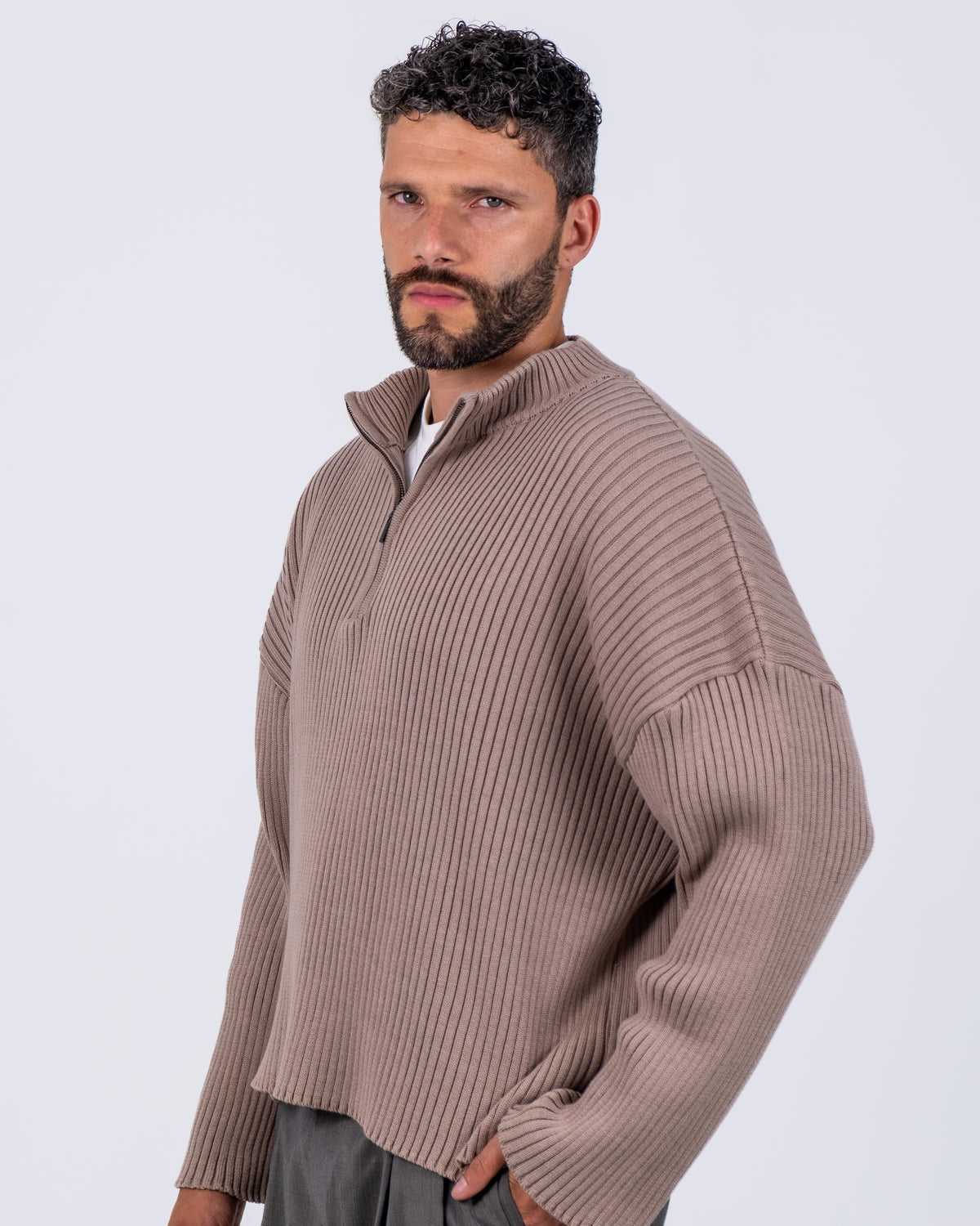 Half zip beige